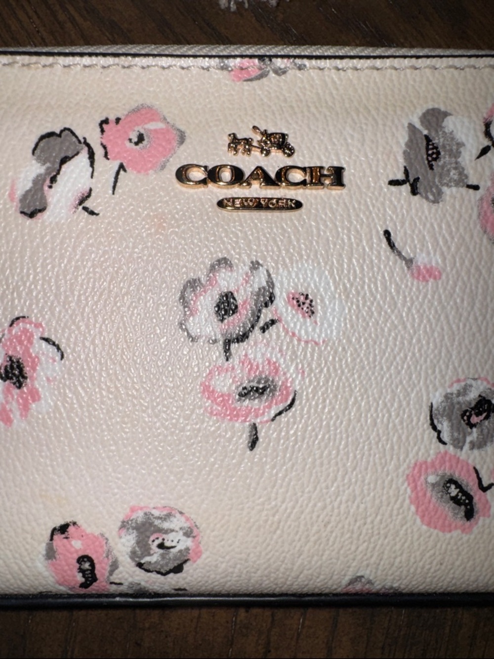 Coach Pink Floral Zip Around Wallet in Blush Pink and Gray Floral - Picture 2 of 7